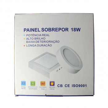 PAINEL DE LED SOBREPOR 18W QUADRADO BRANCO FRIO - ILUMINAMAX (MAXTEL)